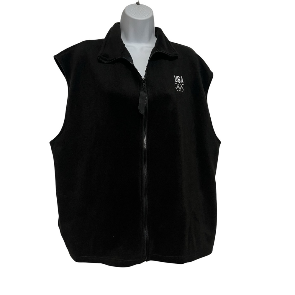 Team USA Olympic Vest Black Fleece Size XXL Zip Front Athletic Sports America